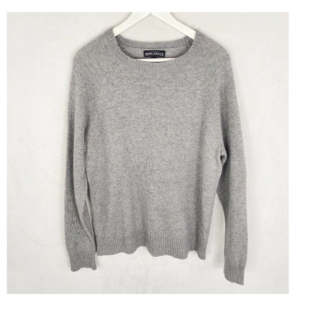 J. Crew Mercantile Sweater Men M Lamb's Wool Blend Crew Neck Heather Grey Knit